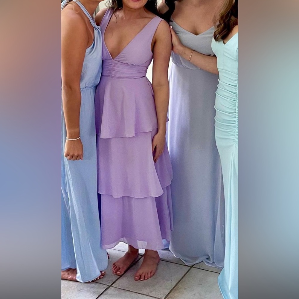 Lulus Celebration Time Lavender Sleeveless Tiered Midi Dress - Size xxs